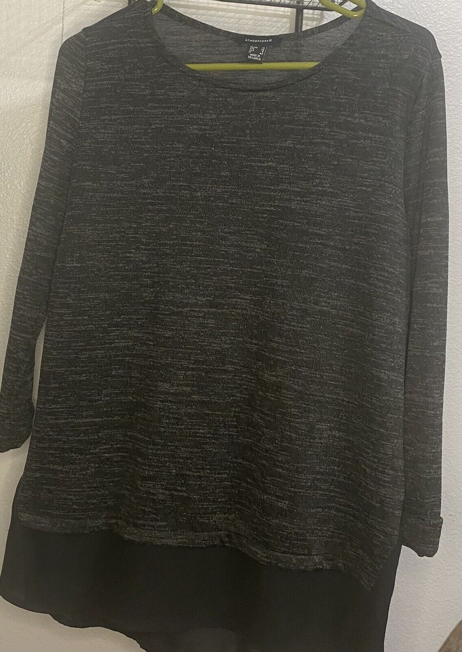 Atmosphere Women's Black Blouse 3/4 Sleeve Round Neck Relaxed Shirt Size 6